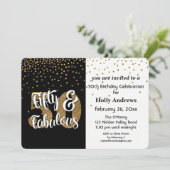 50 & Fabulous Gold Imitats Glitzer Geburtstagspart Einladung (Stehend Vorderseite)