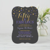 50 & Fabulous Gold & Lila Confetti Dots Einladung (Stehend Vorderseite)