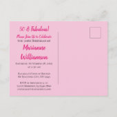 50 & Fabulous Gold Pink Black Birthday Typografie Einladungspostkarte (Rückseite)