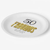 50 Fabulous Gold Schwarz Moderne Chic Paper Plate Pappteller (Schrägansicht)