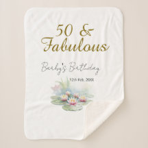 50 & fabulous golden water lotus lily watercolor