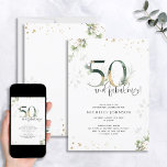 50 & Fabulous Green Gold Botanischer Geburtstag Einladung<br><div class="desc">50 zu werden ist eine unglaubliche Leistung und es verdient, im Stil gefeiert zu werden! Die 50 & fabelhafte Botanische Geburtstagsfeier ist die perfekte Art, genau das zu tun. Dieses elegante, moderne Interieur besticht durch ein wunderschönes botanisches Design mit grünen Aquarellen und vergoldeten Folienplätzen in Imitaten, die eine kühne Eleganz...</div>