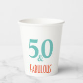 50 & Fabulous grün und orange Pappbecher (Vorderseite)