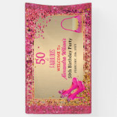 50& Fabulous High Heels Gold Hot Pink Glitzer Glam Banner (Vertikal)
