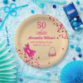 50& Fabulous High Heels Gold Hot Pink Glitzer Glam Pappteller (Party)