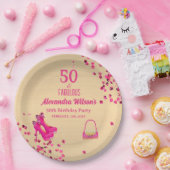 50& Fabulous High Heels Gold Hot Pink Glitzer Glam Pappteller (Party)