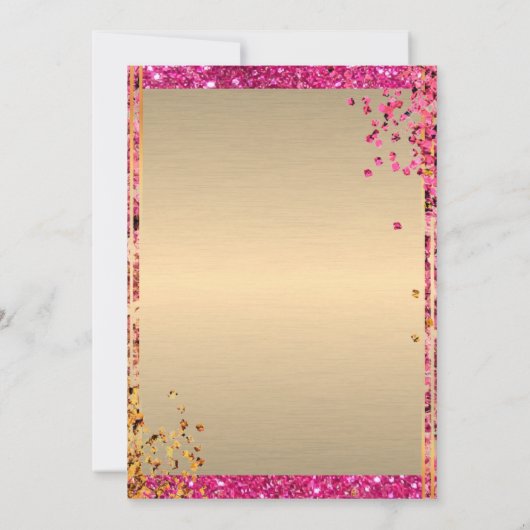 50& Fabulous High Heels Gold Pink Glitzer Luxus Einladung (Rückseite)