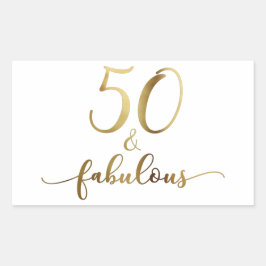 "50 & Fabulous" Imitate Gold, v5 Geburtstagskuer Rechteckiger Aufkleber