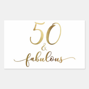 "50 & Fabulous" Imitate Gold, v5 Geburtstagskuer Rechteckiger Aufkleber