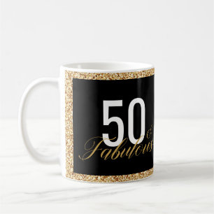 50 & Fabulous Imitats Glitzer Geburtstag Kaffeetasse