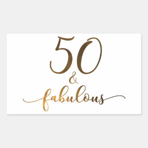"50 & Fabulous" Imitats Gold, v4 Geburtstagskuer Rechteckiger Aufkleber