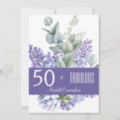 50 & Fabulous Lavender Floral Wasserfarbe Einladung (Vorderseite)