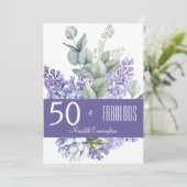 50 & Fabulous Lavender Floral Wasserfarbe Einladung (Stehend Vorderseite)