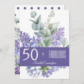 50 & Fabulous Lavender Floral Wasserfarbe Einladung (Vorne/Hinten)