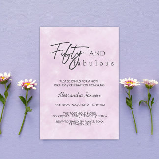 50 & Fabulous Light Lila 50. Geburtstag Einladung