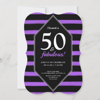50 & Fabulous Lila & Black 50. Geburtstagsparty Einladung