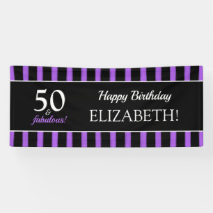 50 & Fabulous Lila & Black Modern Geburtstagsparty Banner
