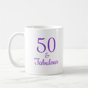 50 & Fabulous Lila Glitzer Typografie Kaffeetasse