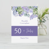 50 & Fabulous Lila Lilacs Watercolor II Einladung (Stehend Vorderseite)