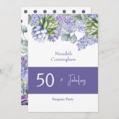 50 & Fabulous Lila Lilacs Watercolor II Einladung (Vorne/Hinten)