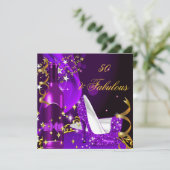 50 & Fabulous Lila Magenta Geburtstagsparty Einladung (Stehend Vorderseite)