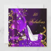 50 & Fabulous Lila Magenta Geburtstagsparty Einladung (Vorderseite)