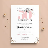 "50 & Fabulous" Minimal Rosa und Schwarzer Glitzer Einladung