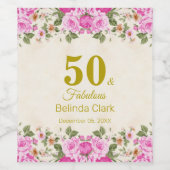 50 & Fabulous mit Blume auf Sparkling Wine Be Weinetikett (Einzelnes Label)
