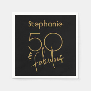 50 & Fabulous Modern Gold Script 5oth Geburtstag Serviette