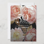 50 & Fabulous Moody Blush Pink Floral Botanisch Einladung (Vorderseite)