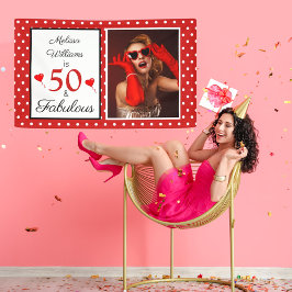 50 & Fabulous Name Foto Red 50. Geburtstag WH Red Banner