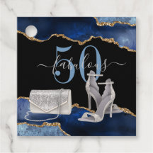 50 Fabulous Navy Black Agate Gold Glitzer