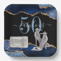 50 Fabulous Navy Black Agate Gold Glitzer