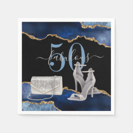 50 Fabulous Navy Black Agate Gold Glitzer Serviette