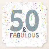 50 & Fabulous Niedlich Confetti Blue Trendy Typogr Untersetzer (Vorderseite)