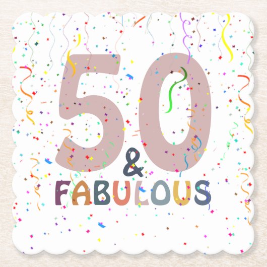 50 & Fabulous Niedlich Confetti Pink Trendy Typogr Untersetzer (Vorderseite)