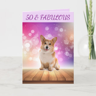 50 & FABULOUS Niedlich Corgi Geburtstag Karte