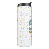 50 & Fabulous Personalisiert Blue Confetti Geburts Thermosbecher (Nach links gedreht)