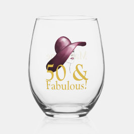 50 & Fabulous Personalisiert Elegant Weinglas Ohne Stiel