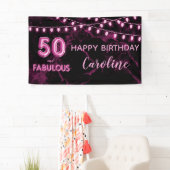 50 & Fabulous Pink & Black Balloon Lights Geburtst Banner (Insitu)