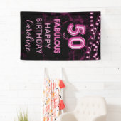50 & Fabulous Pink & Black Birthday Vertikal Banner (Insitu)