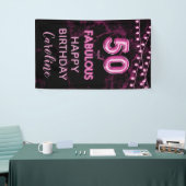 50 & Fabulous Pink & Black Birthday Vertikal Banner (Messeveranstaltung)