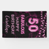50 & Fabulous Pink & Black Birthday Vertikal Banner (Horizontal)