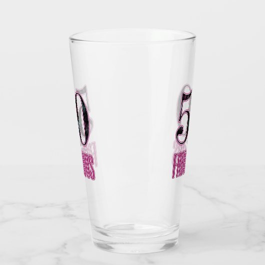 50 & Fabulous Pink Black Typografy 50 th Birthday Glas (Links)