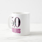 50 & Fabulous Pink Black Typografy 50 th Birthday Kaffeetasse (Vorderseite Links)