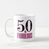 50 & Fabulous Pink Black Typografy 50 th Birthday Kaffeetasse (Links)
