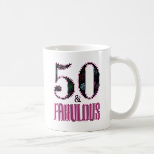 50 & Fabulous Pink Black Typografy 50 th Birthday Kaffeetasse (Rechts)