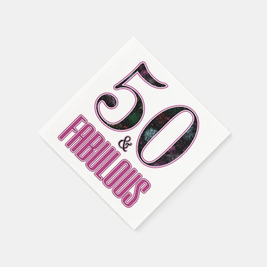 50 & Fabulous Pink Black Typografy 50 th Birthday Serviette (Ecke)