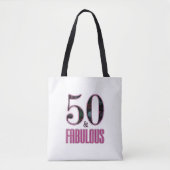 50 & Fabulous Pink Black Typografy 50 th Birthday Tasche (Vorderseite)