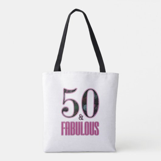 50 & Fabulous Pink Black Typografy 50 th Birthday Tasche (Rückseite)